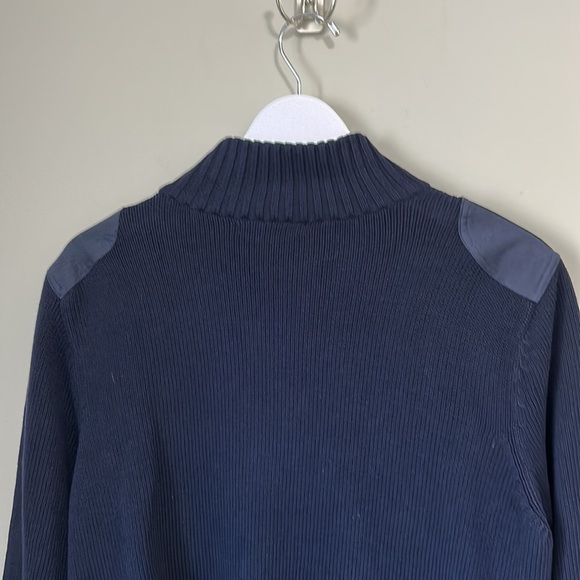Lauren Ralph Lauren Womens Full Zip Navy Blue Shoulder Patch Knit Sweater Sz 2X - Picture 7 of 13